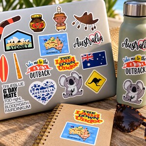 Waterproof Vinyl Australia Sticker Pack: Koala, Kangaroo, Sydney Opera House, Flag image 3