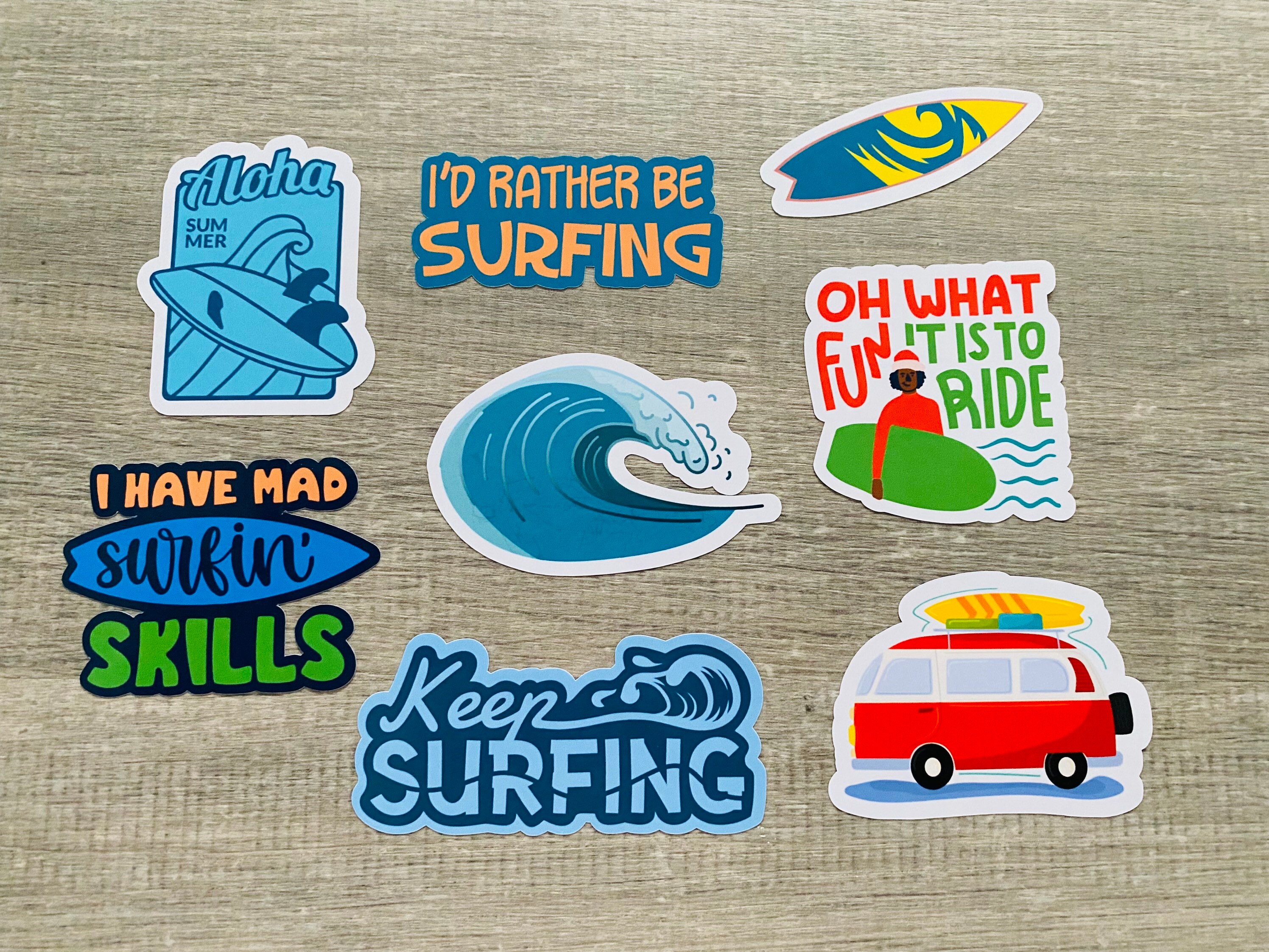 Colorful Surf Stickers - Beach, Waves, Surfboard Designs - Etsy