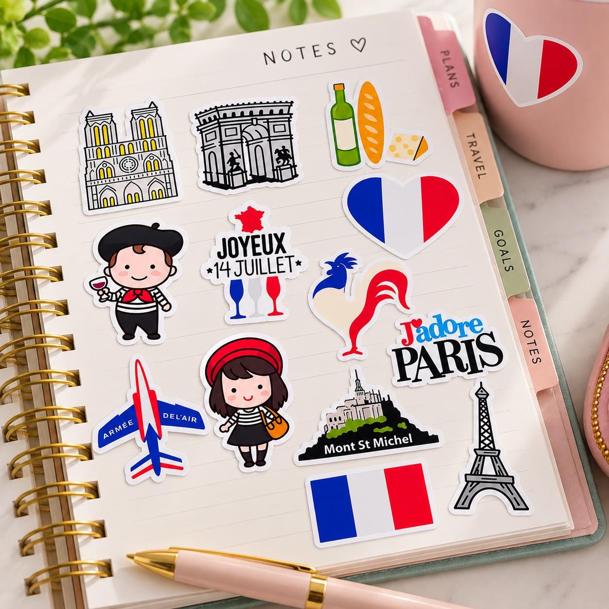 France Sticker Pack: Waterproof Vinyl, 14 Designs (6cm Height) - Etsy