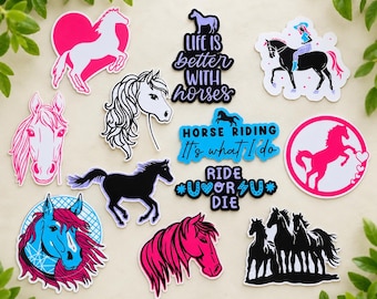12 Colorful Waterproof Vinyl Horse Stickers – Horse Riding Decals
