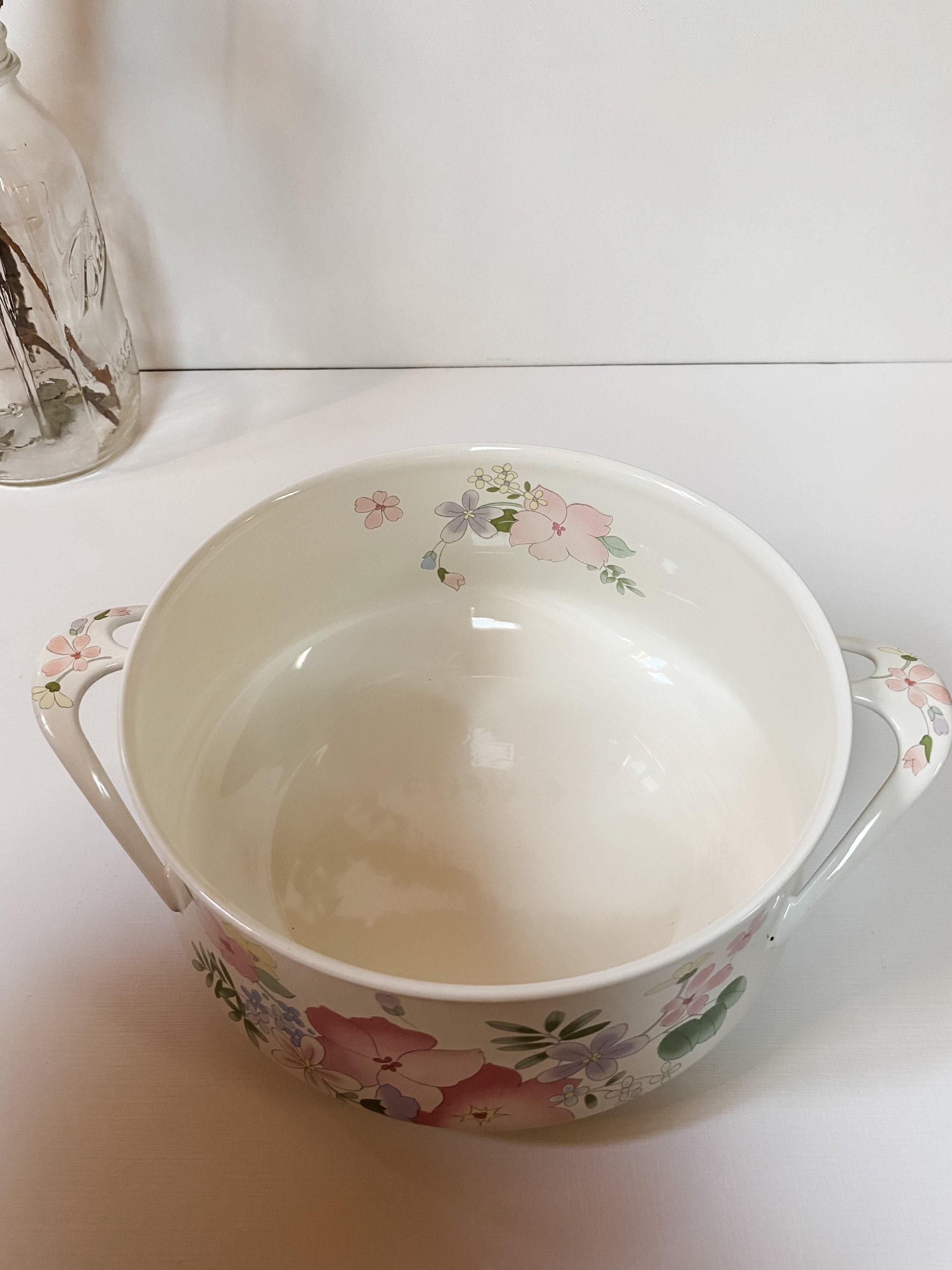 Vintage Kobe Enameled Cookware Japan White With Floral Etsy