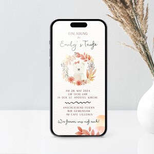 Digital | Invitation | Baptism | Personalized | To send via Whatsapp | Flower