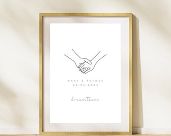 Verlobung Digital Poster | Personalisiertes Paar Poster| Bild Deko | Geschenk für Partner | liebe Poster downloaden ausdrucken