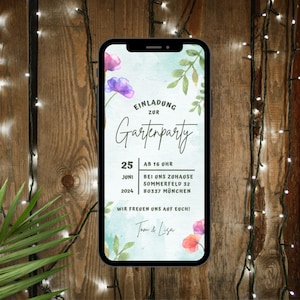 Digital invitation barbecue party BBQ garden party eCard, customizable invitation card WhatsApp social media, smartphone download card