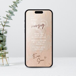 Digital | Invitation | birthday | Personalized | To send via Whatsapp | concrete look | gold