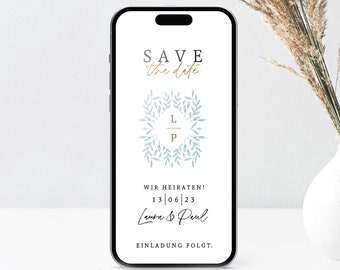 Digital | Save the Date | Wedding | Hochzeit | Hochzeitseinladung | Personalisiert | Individuell | Zum Versenden per Whatsapp | Boho