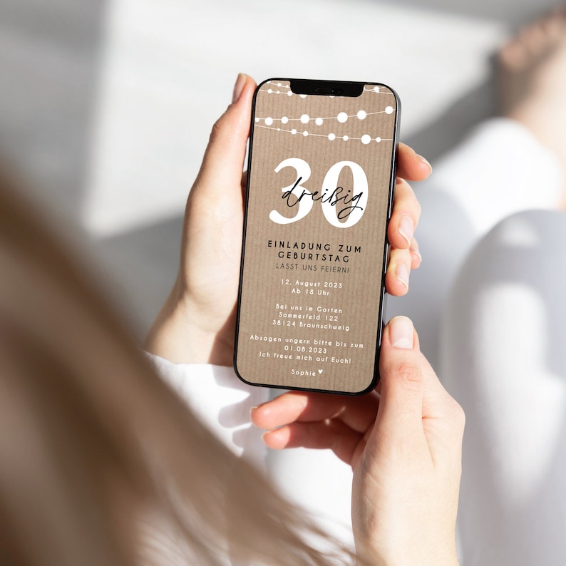 Digital Einladung Geburtstag Personalisiert Zum Versenden per Whatsapp Kraftpapier - Etsy.de