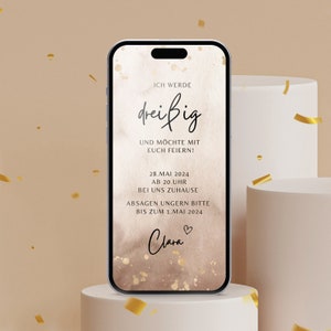 Geburtstag Einladung Digital | Personalisiert | Zum Versenden per Whatsapp | Geburtstag 30 40 50 60 | Konfetti | Geburtstag Einladung 50.