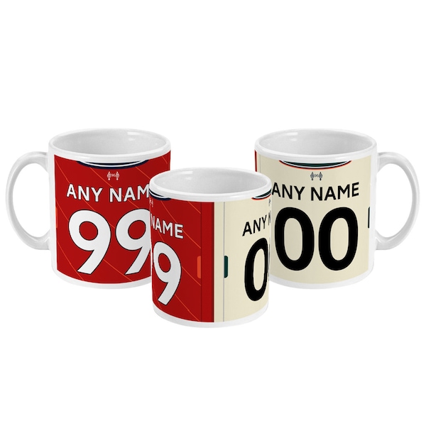 Liverpool 2021/22 Theme Personalised Football Shirt Home / Away 11oz Mug Gift