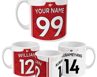 Arsenal 2020/21 Theme Personalised Football Shirt Home / Away 11oz Mug Gift