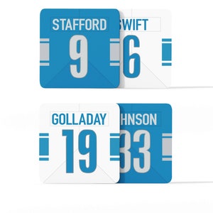 Detroit Lions Custom Jersey - Drinks Coaster Bundle Set of 4
