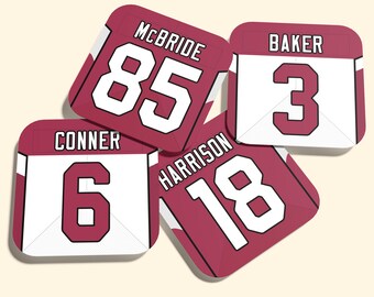 Posavasos personalizados con la camiseta de los Arizona Cardinals (juego de 4)