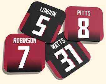 Posavasos personalizados con la camiseta de los Atlanta Falcons (juego de 4)