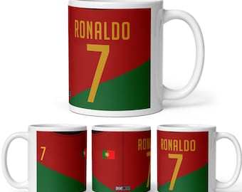 Iconos - Cristiano Ronaldo CR7 2023 Copa Mundial Estilo Portugal Tema Camiseta de fútbol personalizada Inicio 11oz Taza Regalo