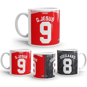 Arsenal 2022/23 Theme Personalised Football Shirt Home / Away 11oz Mug Gift