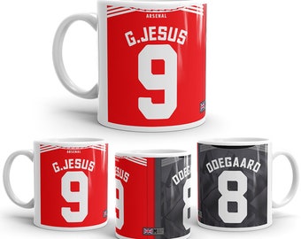 Arsenal 2022/23 Theme Personalised Football Shirt Home / Away 11oz Mug Gift