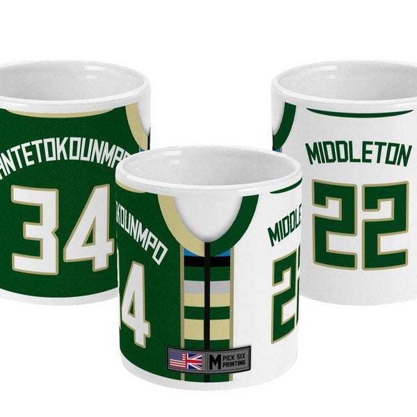 Milwaukee Bucks Theme Personalised Jersey Gift 11oz Mug