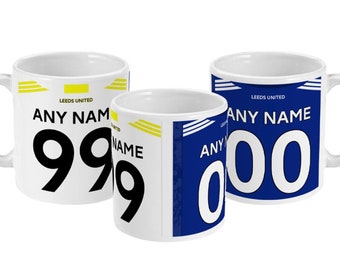 Leeds United 21/22-tema Personlig Fotbollströja 11oz Mugg Gåva