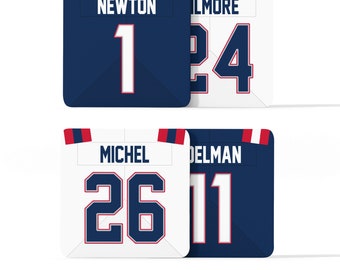 New England Patriots Custom Jersey - Dryckesunderläggspaket Set med 4