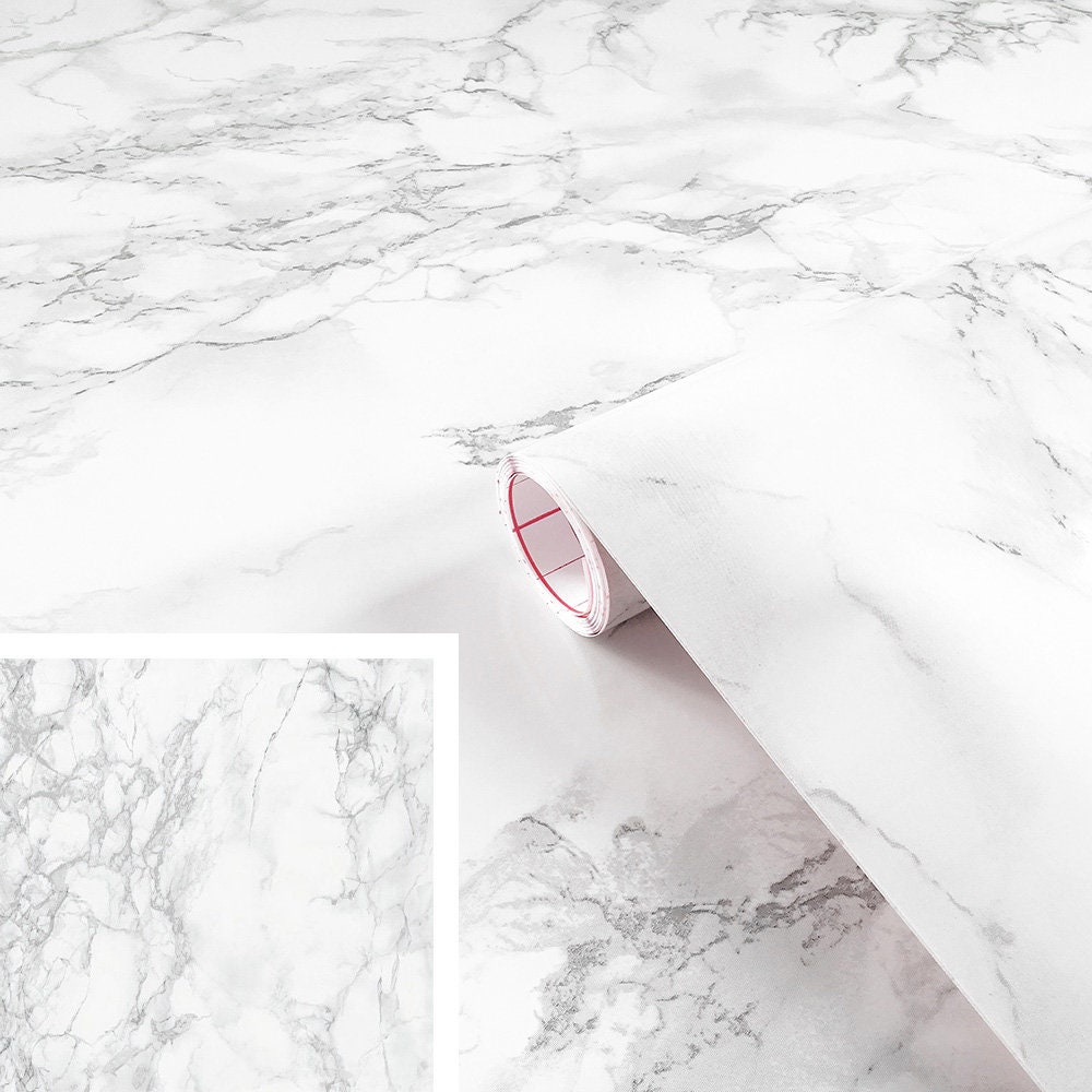 Film Adhésif Décoratif D-C-Fix - Motif Marbre Blanc/Gris Vinyle Autocollant 67, 5cmx2M