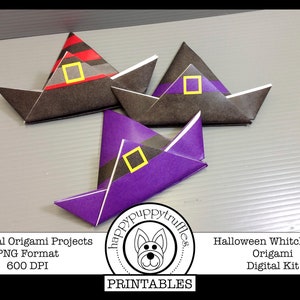 Origami Halloween Hexenhut, druckbar, Digitaler Download, Papier basteln