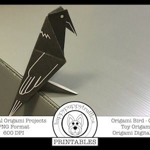 Origami Bird Crow, Toy Origami, Printable, Digital Instant Download, Paper Crafting