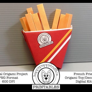 Origami French Fries, Origami Cube-Shaped Food, Toy Origami, Printable, Digital Instant Download, Paper Crafting