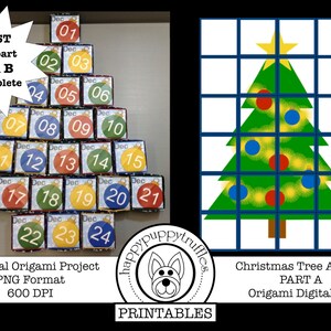 Origami Christmas Tree Puzzle Advent Calendar Part A, Printable, Digital Instant Download, Paper Crafting