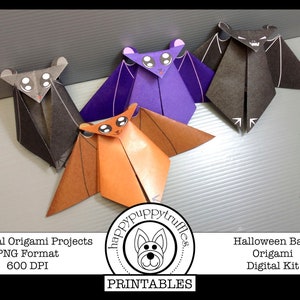 Origami Halloween Vleermuizen, Afdrukbaar, Digitaal Instant Downloaden, Papier Crafting