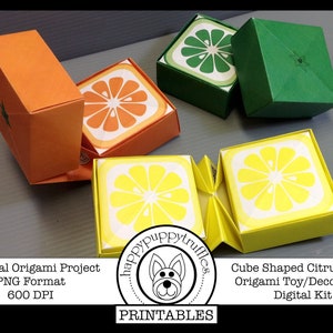 Origami Citrus Fruit, Origami Cube-Shaped Food, Toy Origami, Printable, Digital Instant Download, Paper Crafting