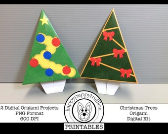 Origami Christmas Tree, Printable, Digital Instant Download, Paper Crafting