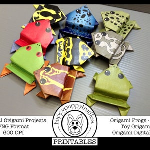 Ranas de Origami, Origami de juguete, Imprimible, Descarga digital instantánea, Elaboración de papel