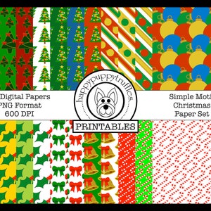 Weihnachten Einfaches Motiv Digitales Papier, Weihnachtsmuster, Weihnachtspapier Bastelpapier, Origamipapier, druckbar