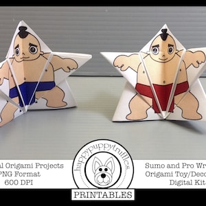 Origami Kindertag Sumo und Pro Wrestlers Kit, druckbar, Digitaler Sofort Download, Papier basteln