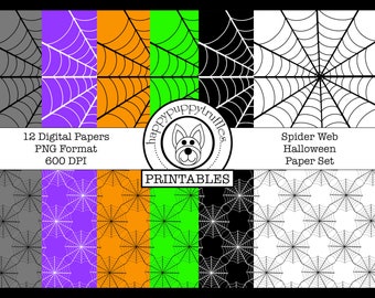 Halloween Spider Web Digital Paper, Halloween Pattern, Spooky Paper Craft, Origami Paper, Printable