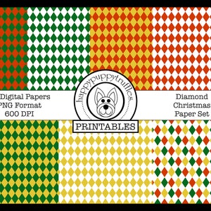 Christmas Diamond Digital Paper, Christmas Pattern, Christmas Paper Craft, Origami Paper, Printable