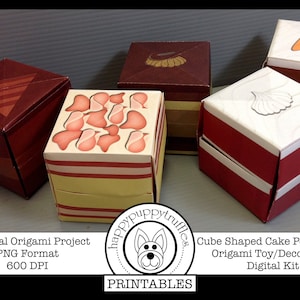 Origami Cakes Petit Fours, Origami Cube-Shaped Food, Toy Origami, Printable, Digital Instant Download, Paper Crafting