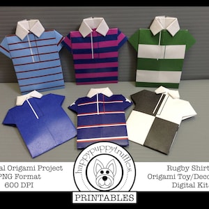 Origami Rugby Shirt T-Shirt Kleidung, druckbar, Digital Instant Download, Papier Basteln