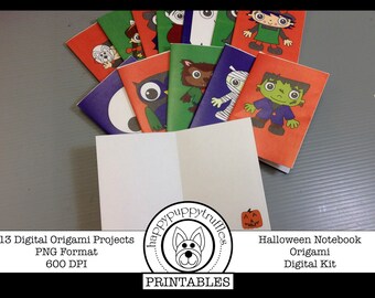 Halloween Origami Notebooks with Vampire, Ghost, Werewolf, Mummy and More, Printable, Digital Instant Download, Paper Crafting