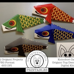 Origami Kids&#39; Day Koinobori Carp Koi Fish, Printable, Digital Instant Download, Paper Crafting