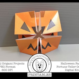 Origami Halloween Jack O&#39;lantern Pumpkin Fortune Teller, Printable, Digital Instant Download, Paper Crafting