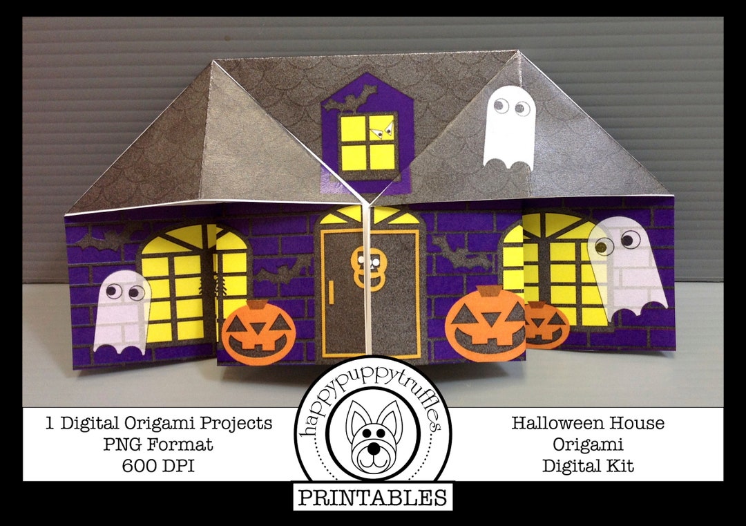 Origami Halloween House, Printable, Digital Instant Download, Paper
