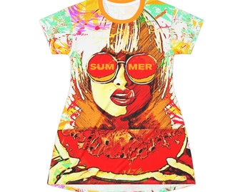 Summer Girl - Robe t-shirt imprimée sur l'ensemble