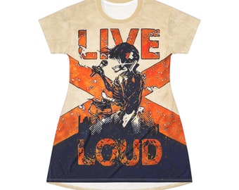 Live Loud - Robe t-shirt imprimée sur l'ensemble