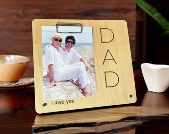 Minimalist Picture Frame For Dad, Personalized Dad Photo Frame, Custom Photo Plaque, Gifts for Dad, Father's Day Gifts