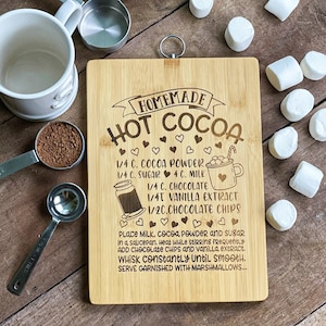 Recipe Board, Bamboo Cutting Board, Personalized Cutting Board, Hot Chocolate Recipe, Cutting Board