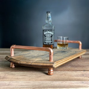 Bourbon Barrel Serving Tray with Copper Handles: Charcuterie Board