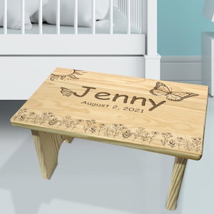 Personalized Kids Step Stool, Montessori Helper, Toddlers Wooden Step Stool, Kids Furniture, Bathroom step stool, Helper Stool, Foot Stool
