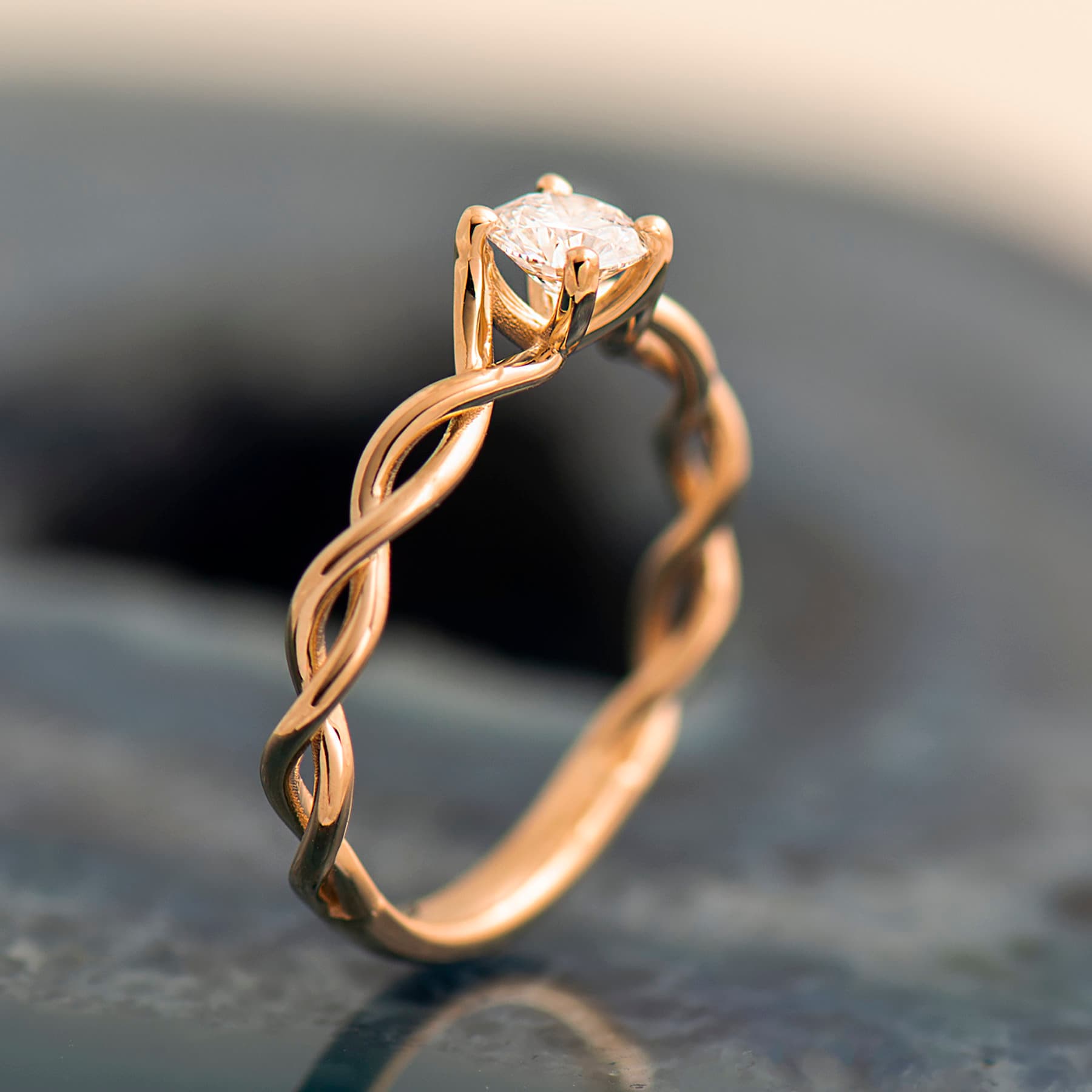 Solitaire Braided Engagement Ring Lab Grown Diamond Ring Moissanite Ring 14k Rose Gold Ring Celtic Ring Diamonds Alternative Knot Ring Etsy
