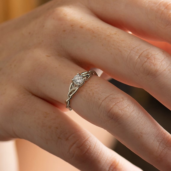 Solitaire Celtic Engagement Ring Lab Grown Diamond Ring